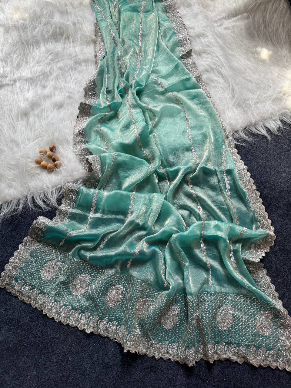 JimmyChoo Silk Zari Saree