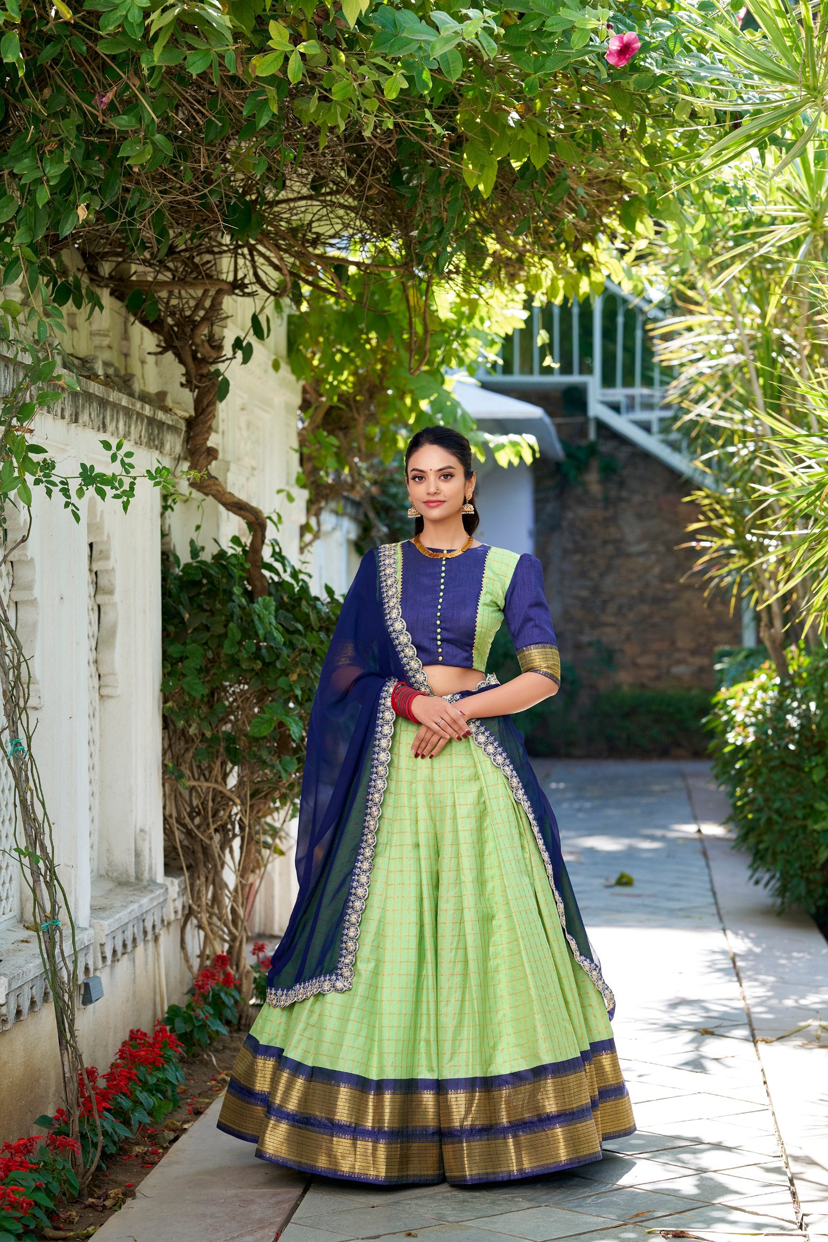 Zari chex traditional lehenga