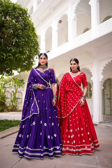 Bandhej print chanderi lehenga