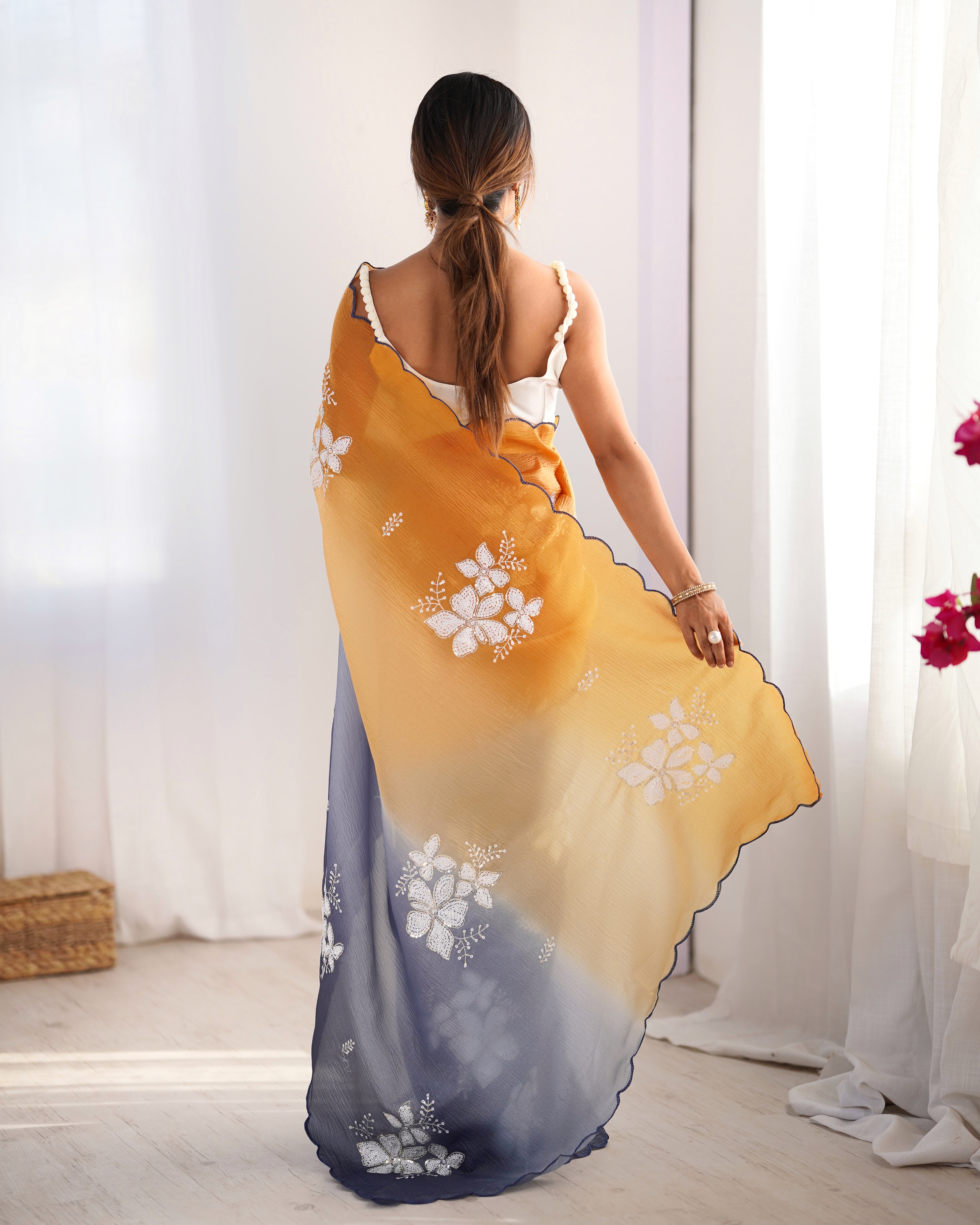 Crunchy Crush Embroidery Saree