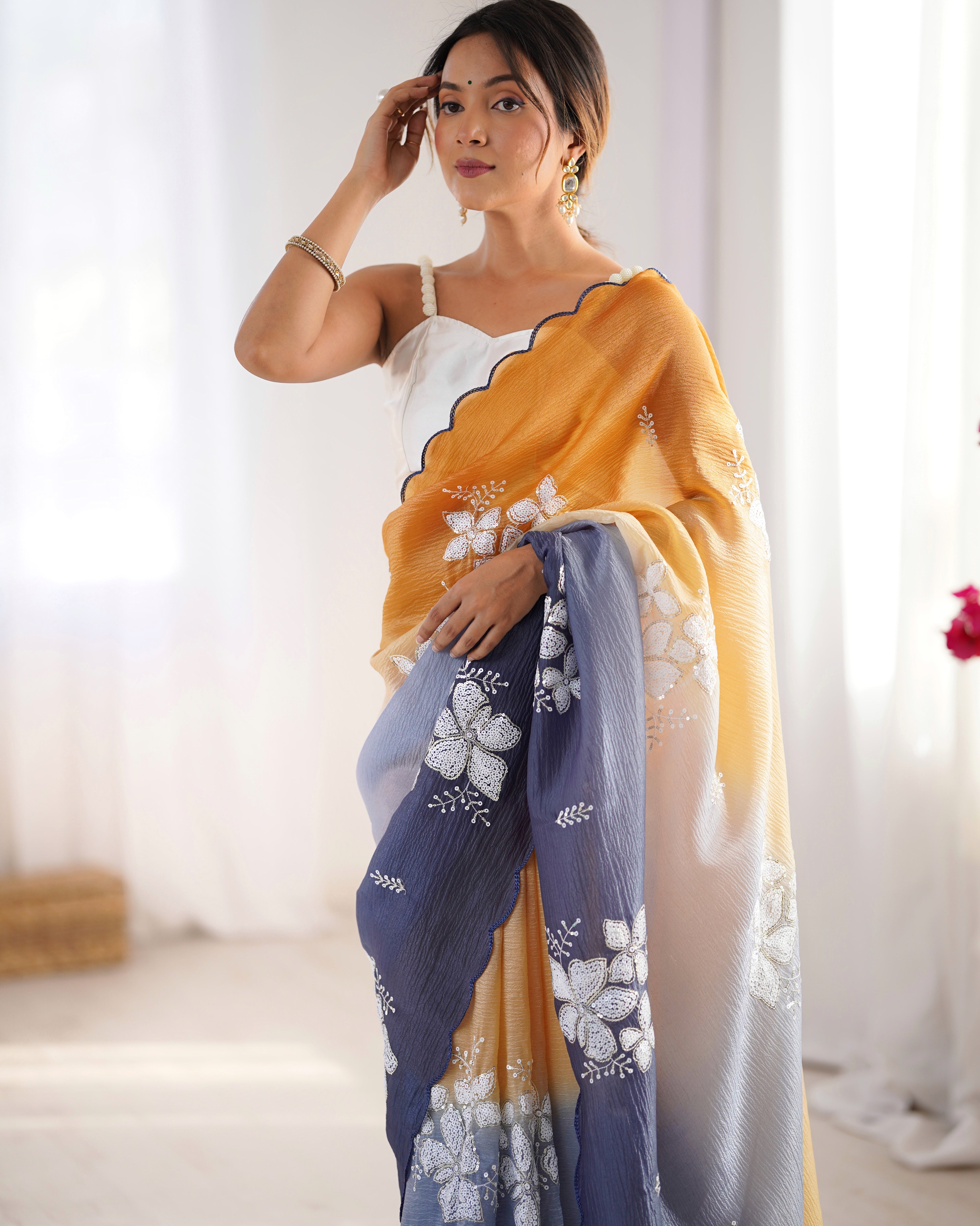 Crunchy Crush Embroidery Saree