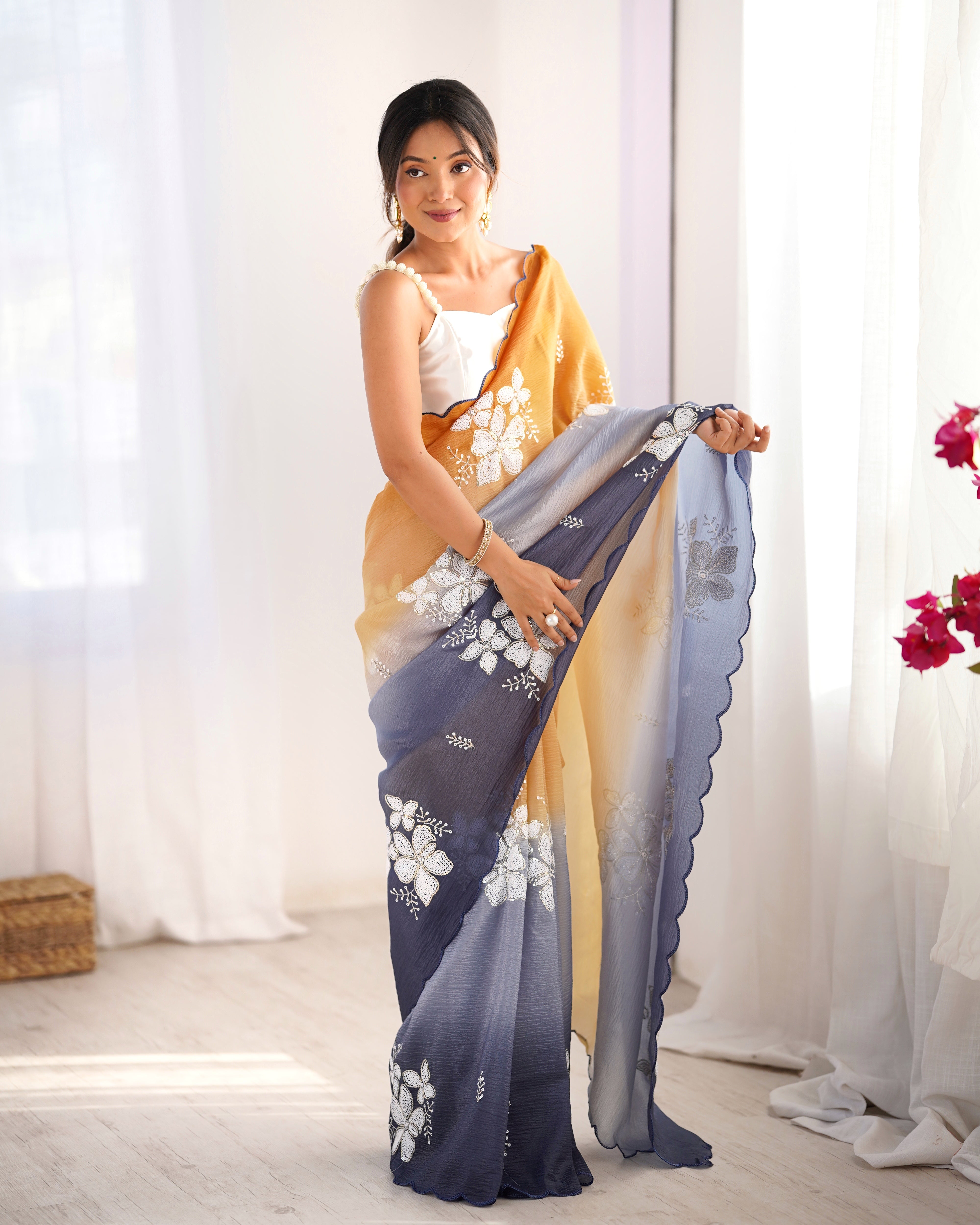 Crunchy Crush Embroidery Saree