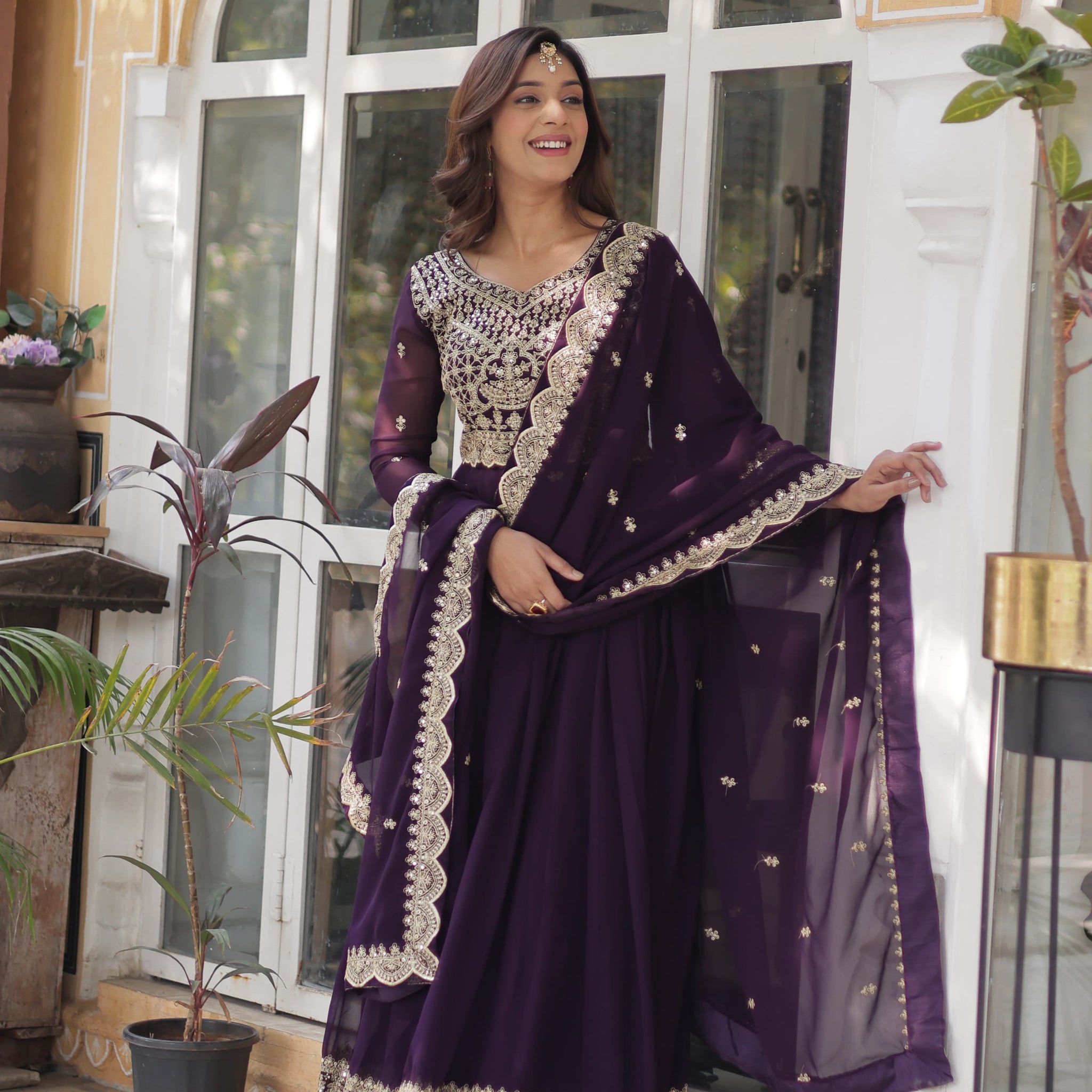 Faux Blooming Readymade Gown