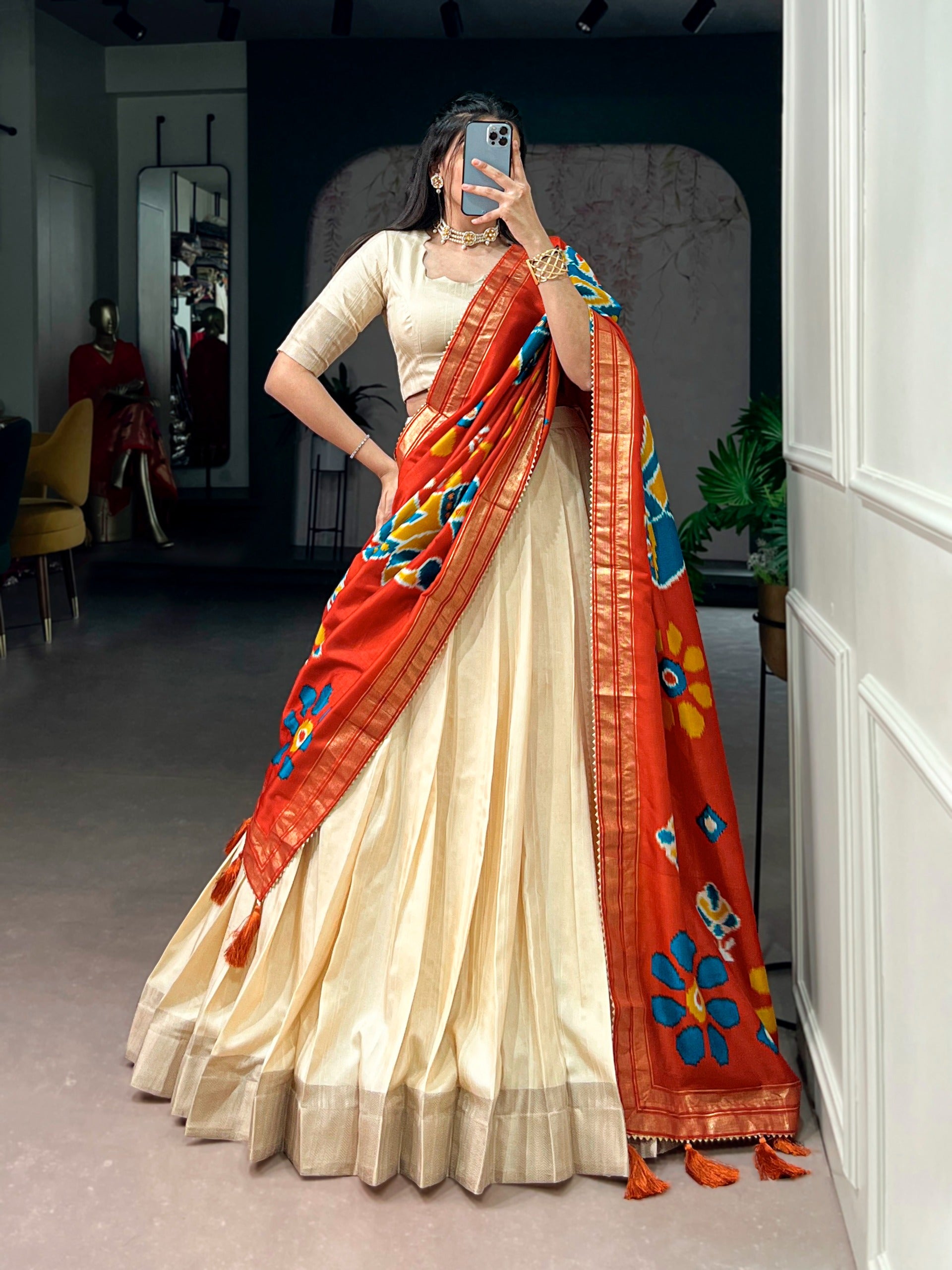 Poly Kotha Tasar Fabric Lehenga