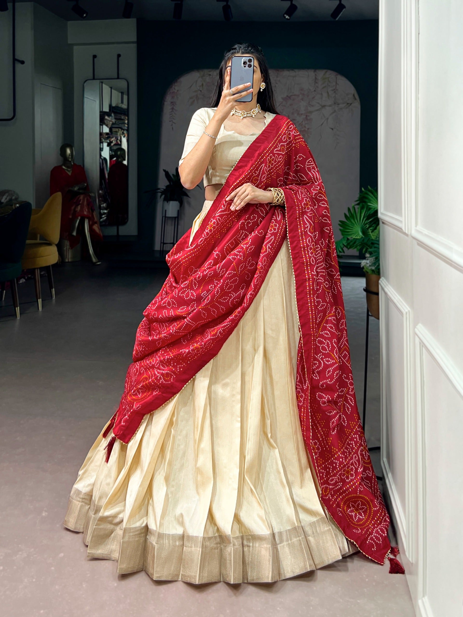 Poly Kotha Tasar Fabric Lehenga