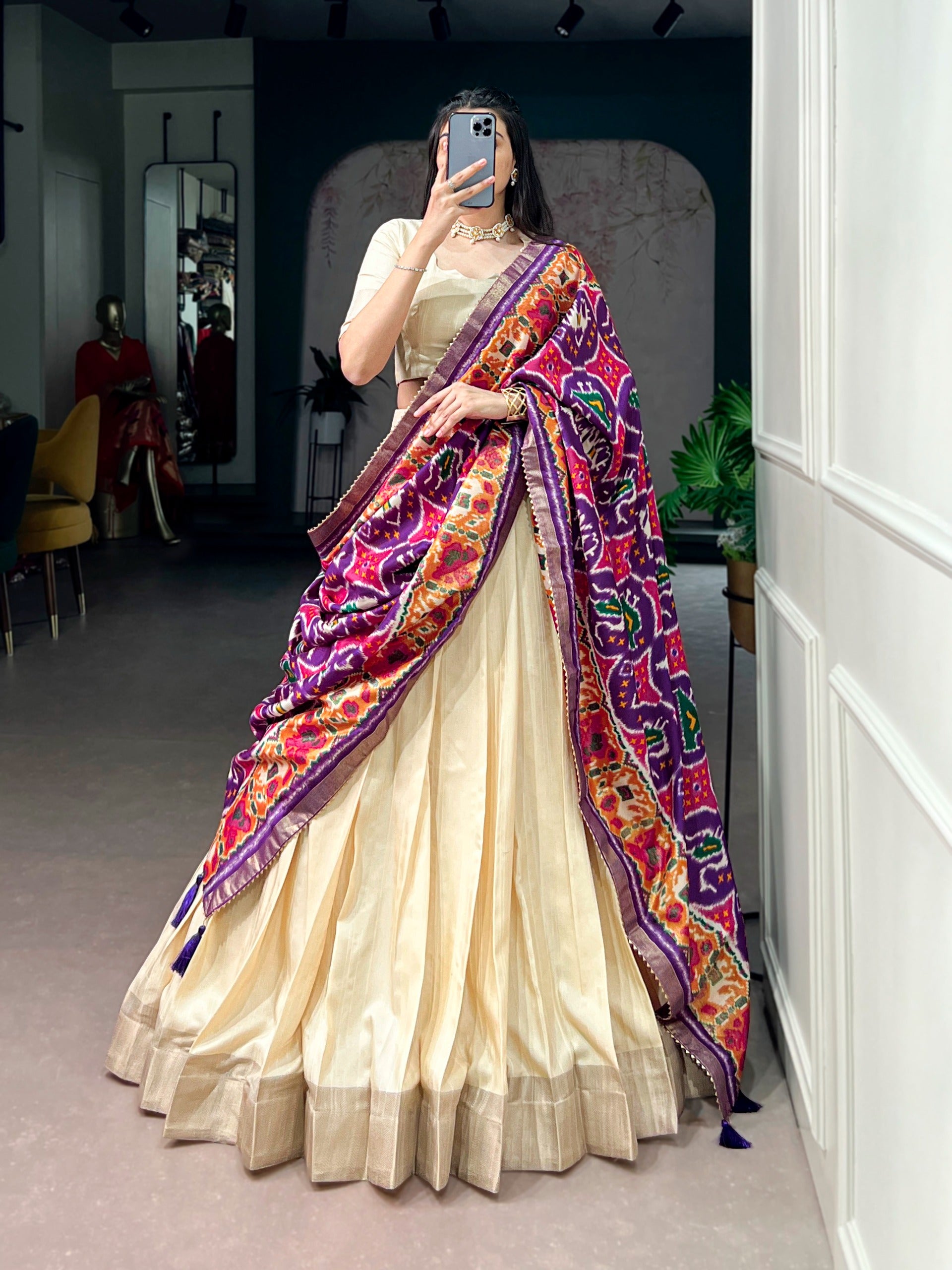 Poly Kotha Tasar Fabric Lehenga