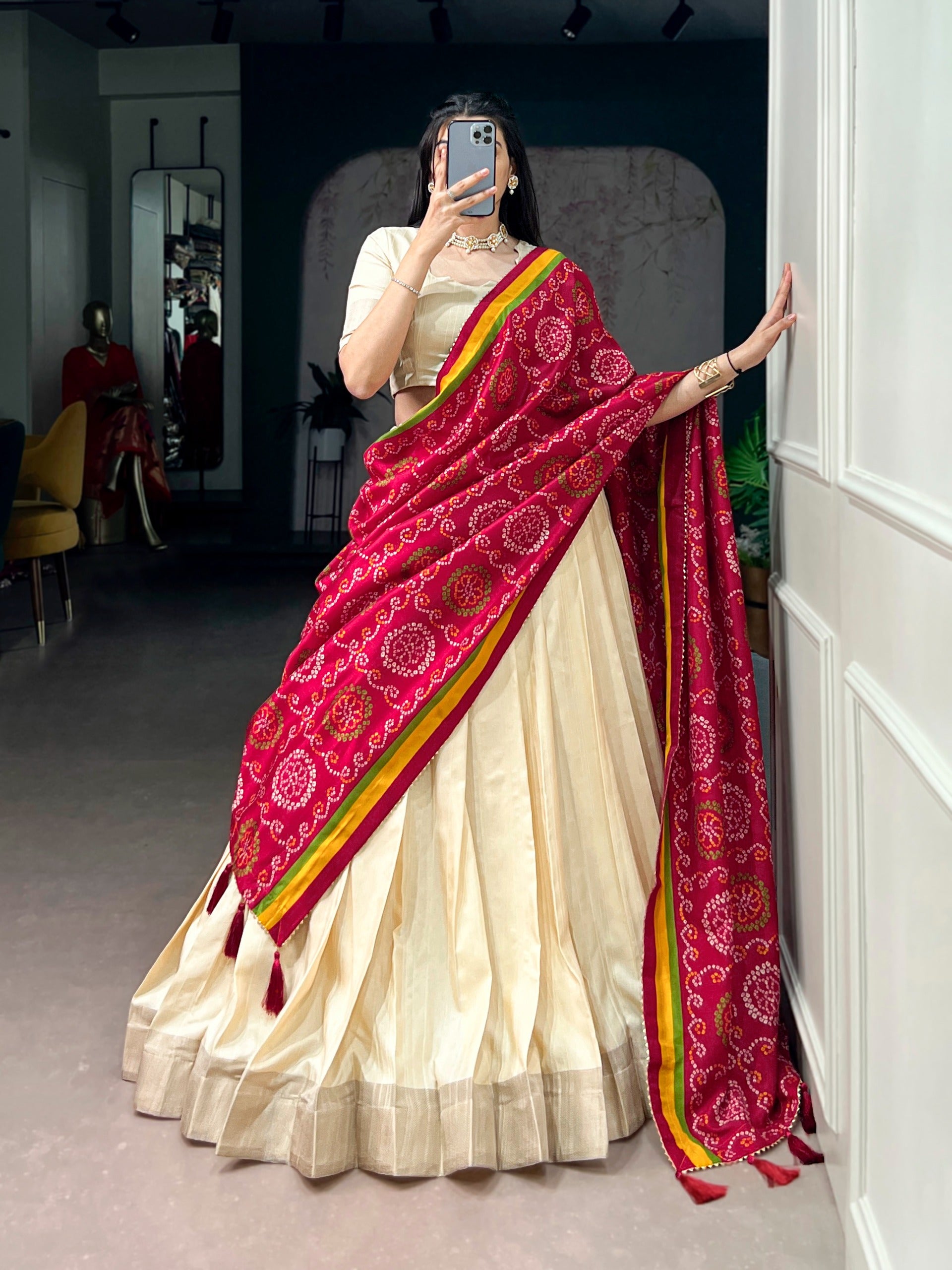 Poly Kotha Tasar Fabric Lehenga