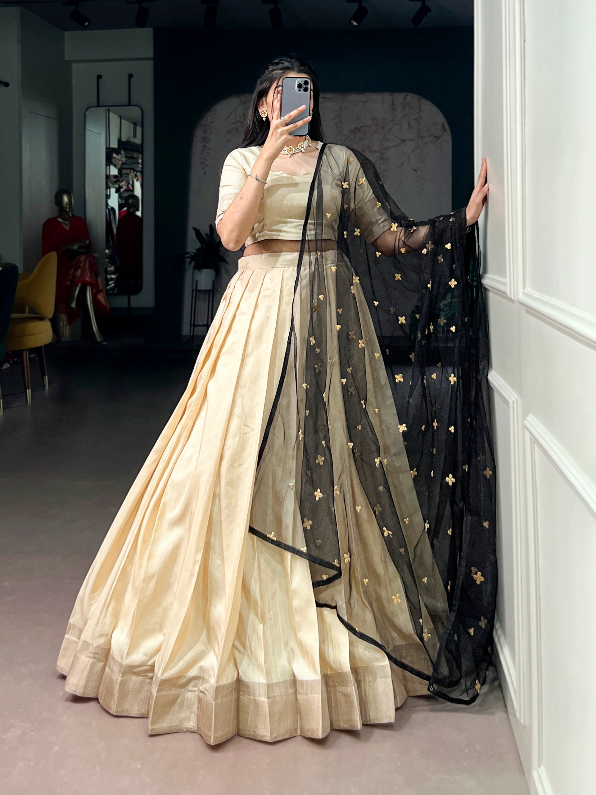 Poly Kotha Tasar Fabric Lehenga