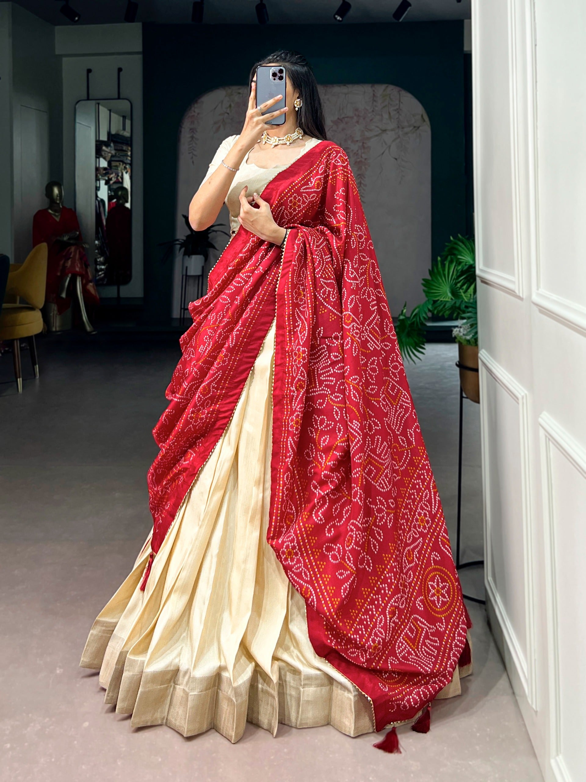 Poly Kotha Tasar Fabric Lehenga