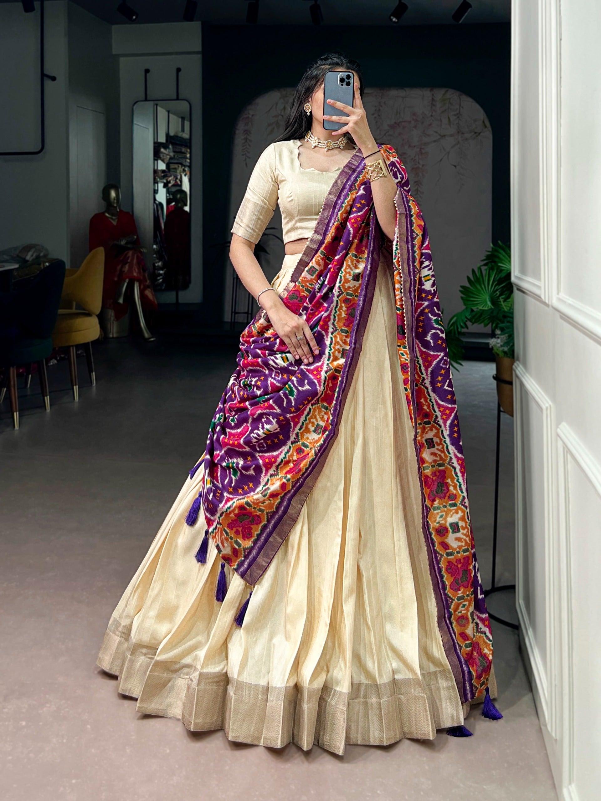 Poly Kotha Tasar Fabric Lehenga