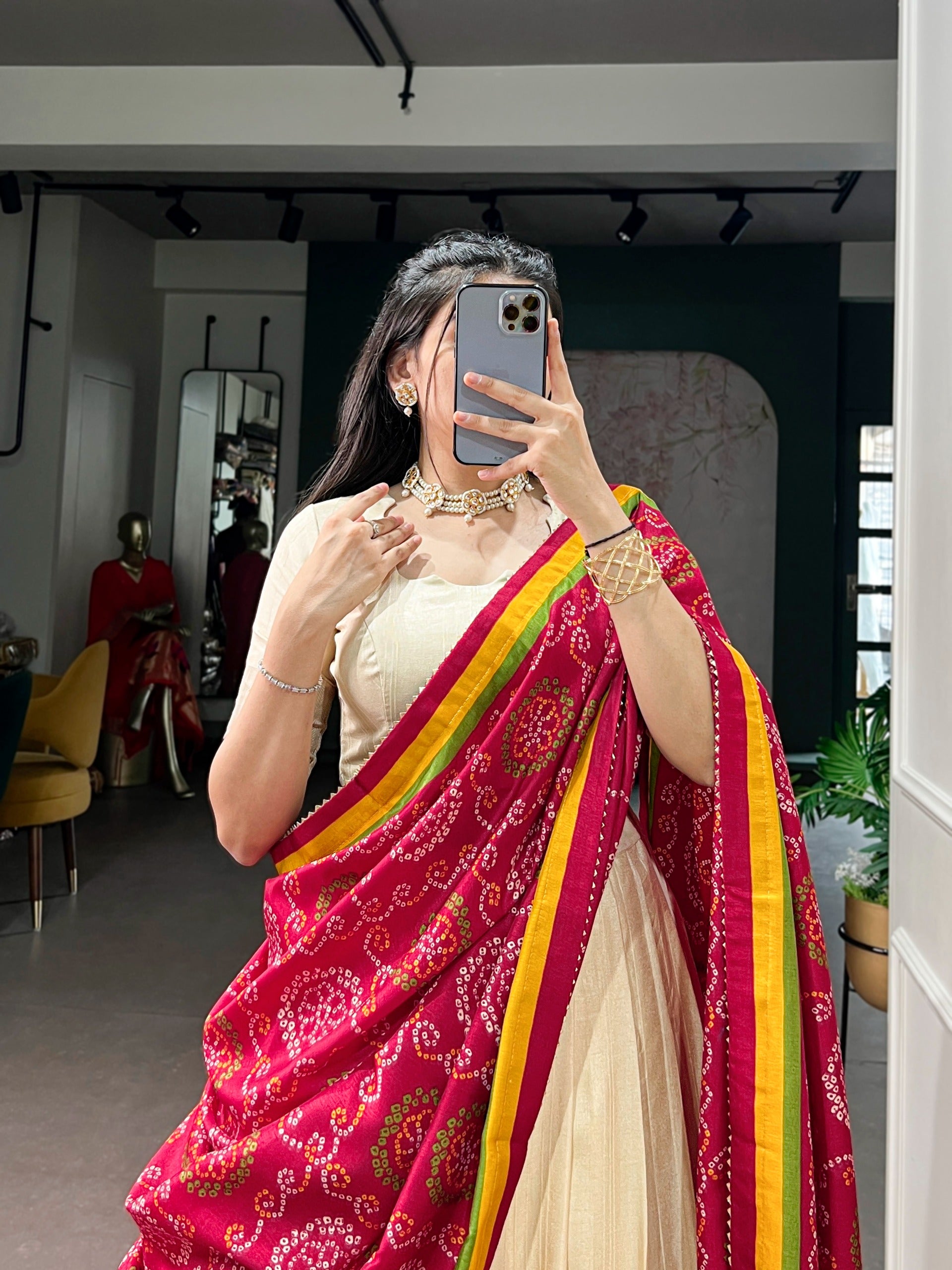 Poly Kotha Tasar Fabric Lehenga