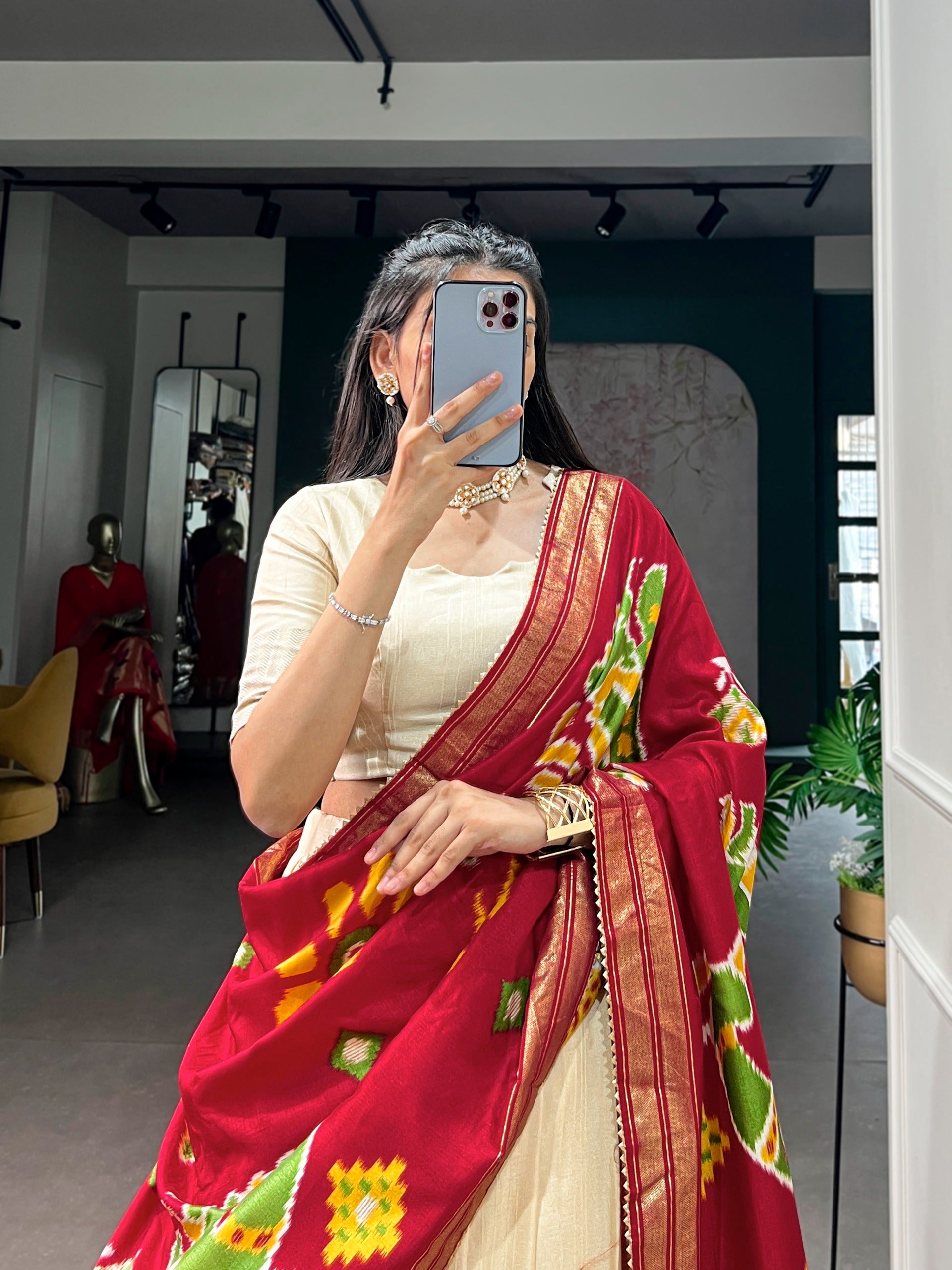 Poly Kotha Tasar Fabric Lehenga