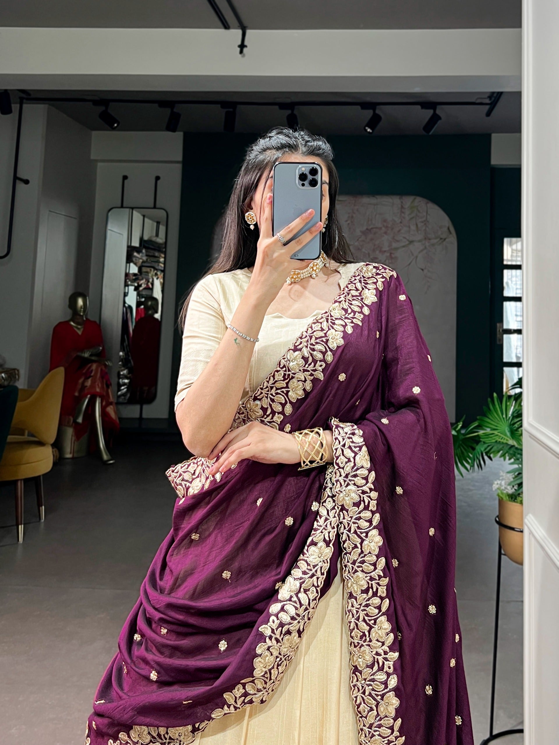 Poly Kotha Tasar Fabric Lehenga