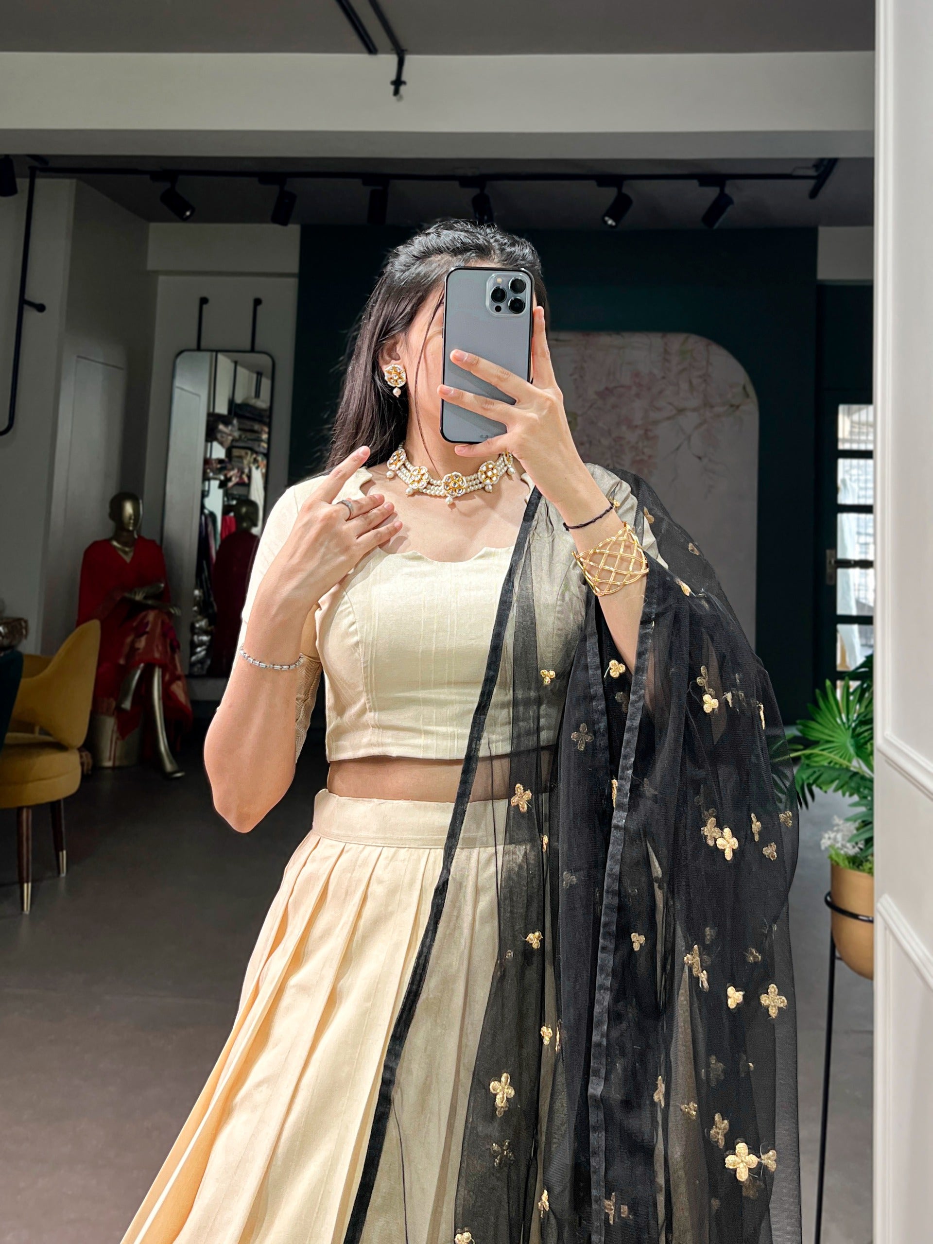 Poly Kotha Tasar Fabric Lehenga