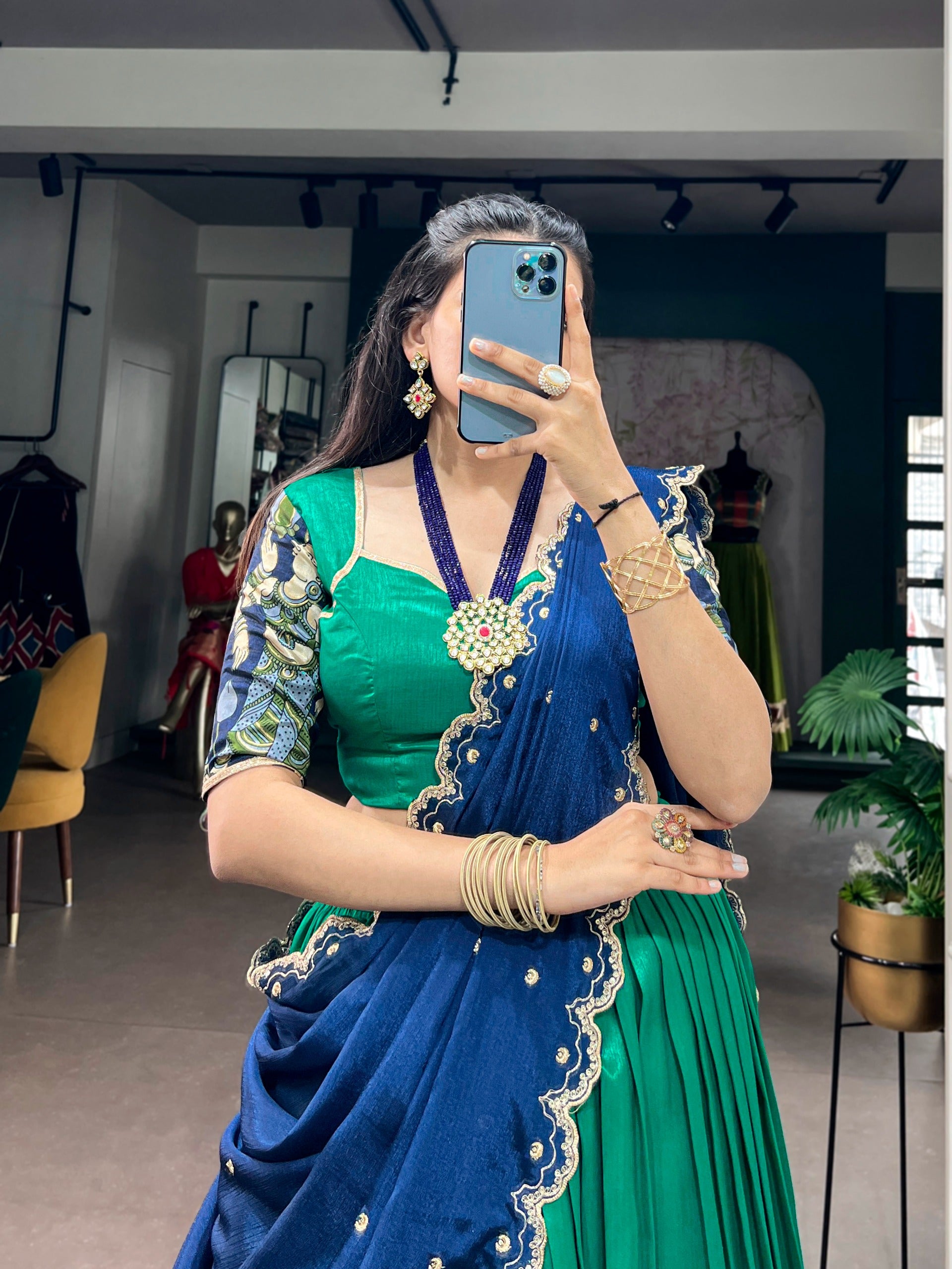 Tasar Silk Kalamkari Print Lehenga