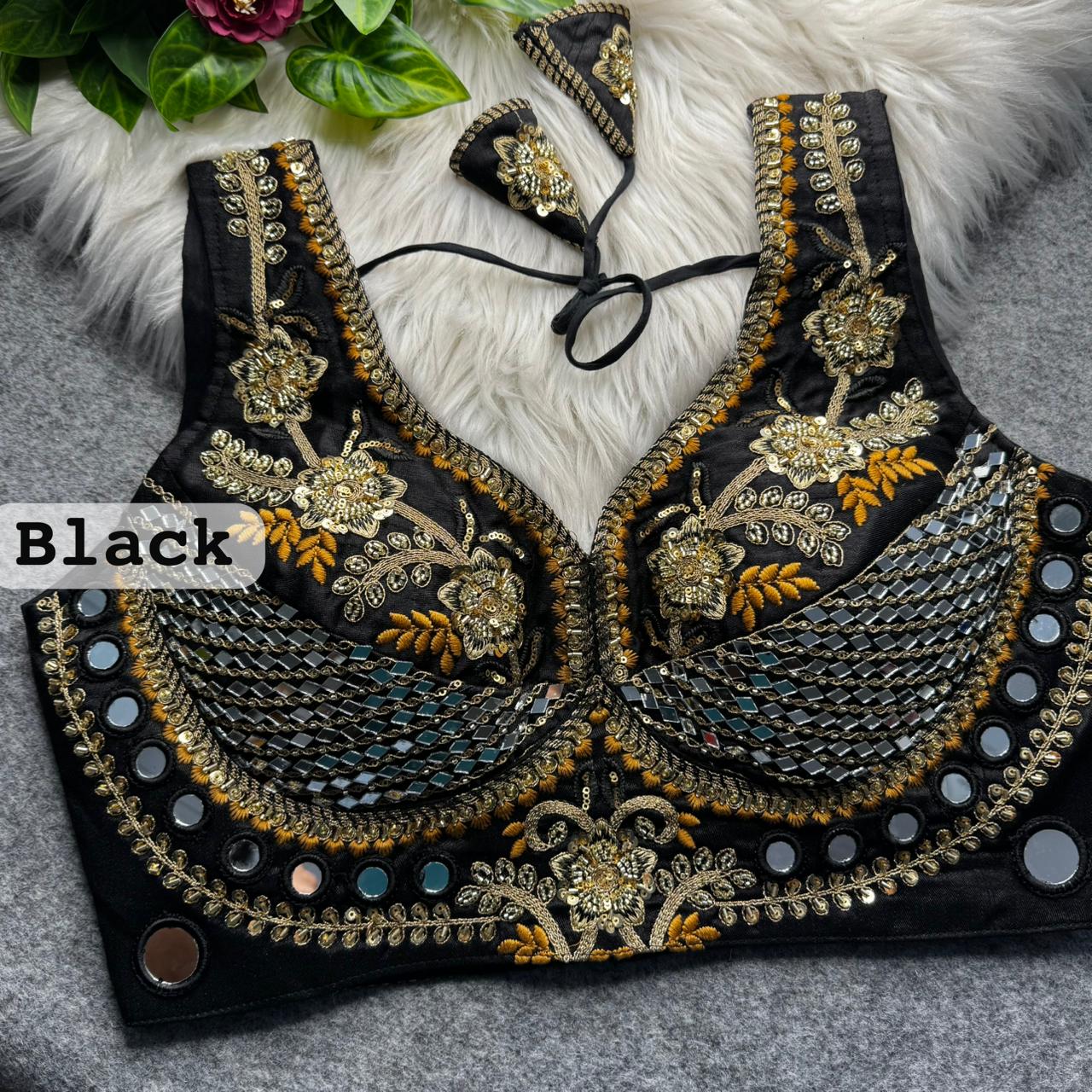 SABYASACHI INSPIRED BEADS & REAL MIRROR WORK BLOUSE