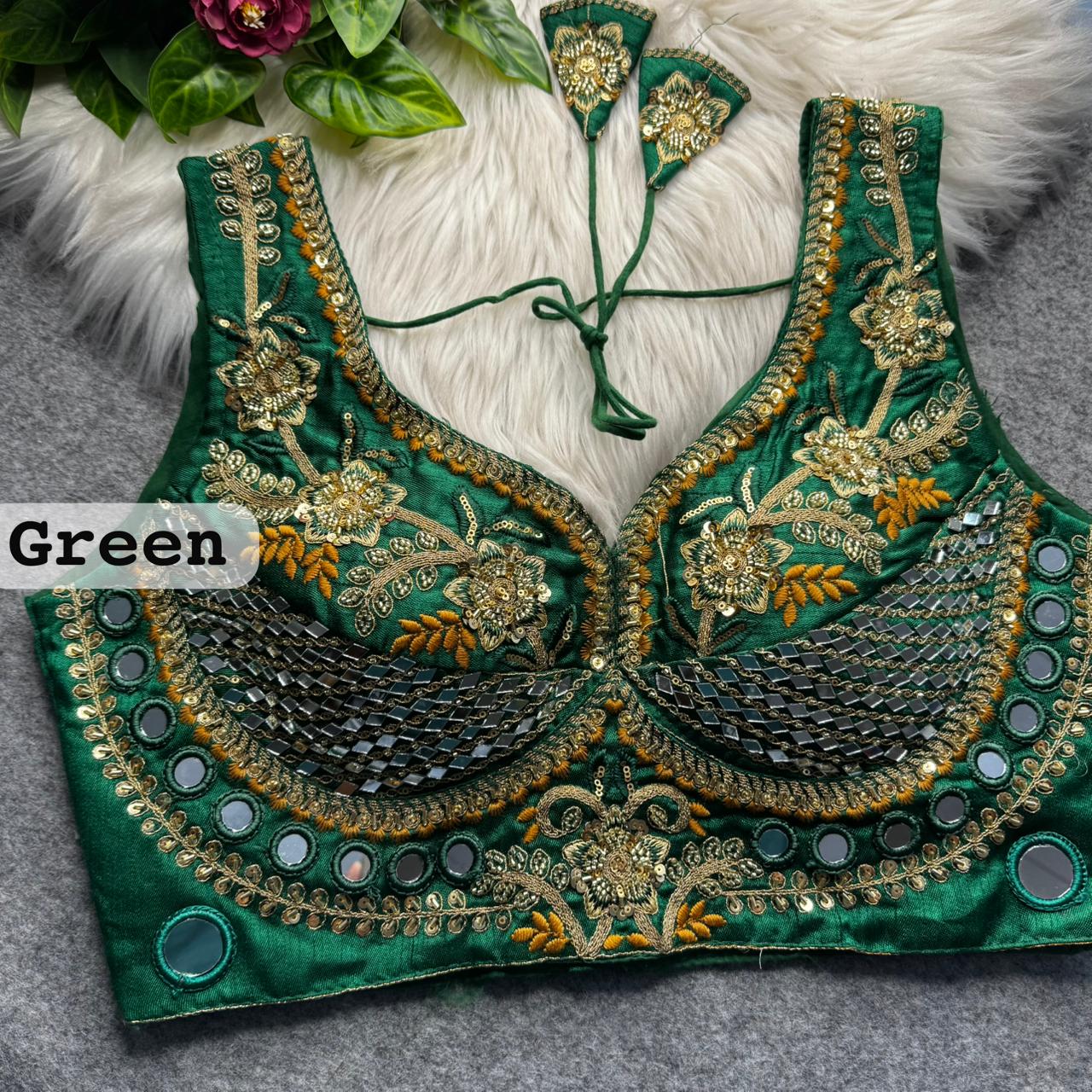 SABYASACHI INSPIRED BEADS & REAL MIRROR WORK BLOUSE