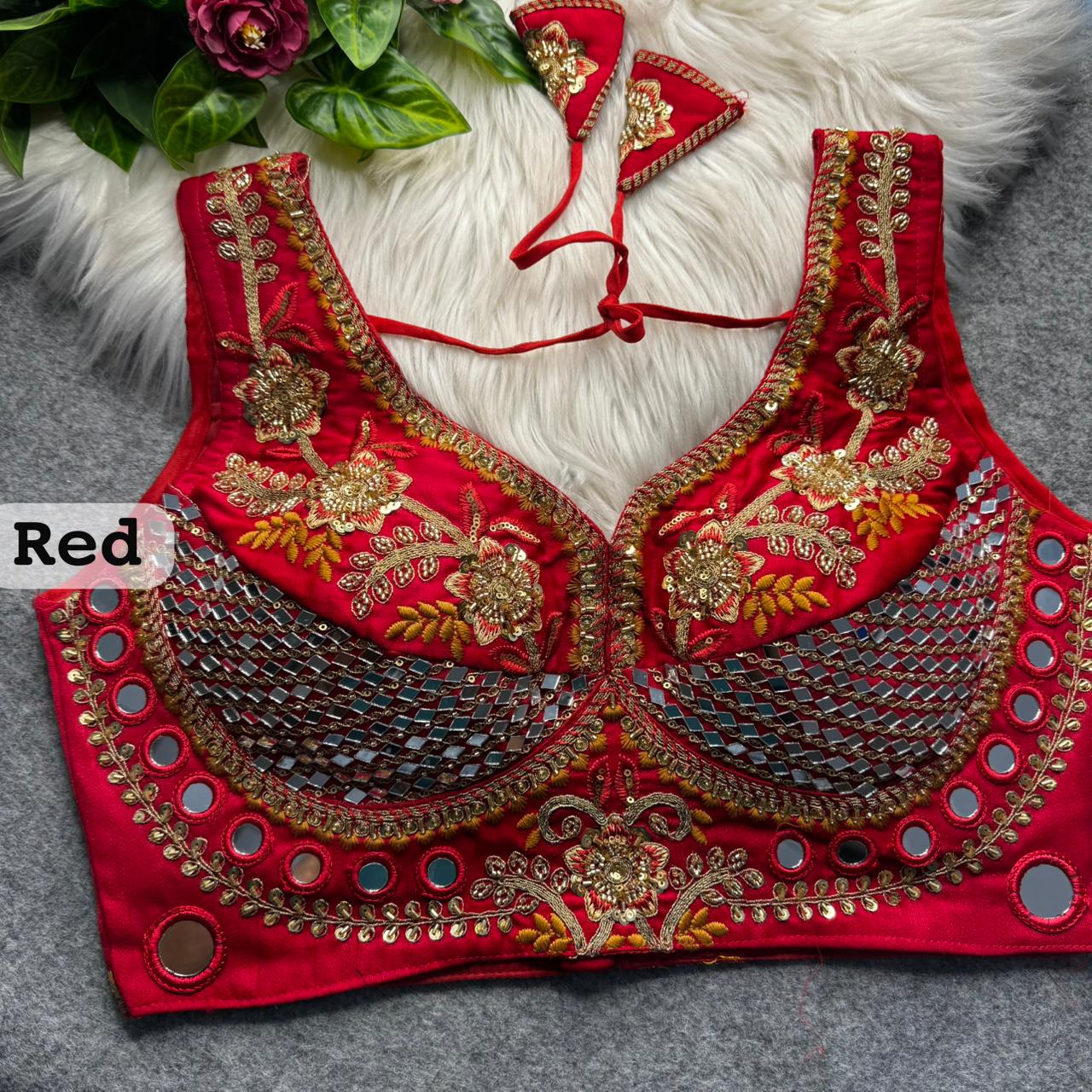 SABYASACHI INSPIRED BEADS & REAL MIRROR WORK BLOUSE