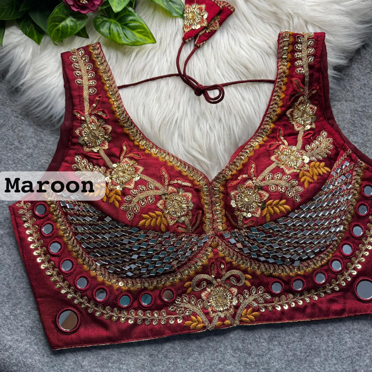SABYASACHI INSPIRED BEADS & REAL MIRROR WORK BLOUSE
