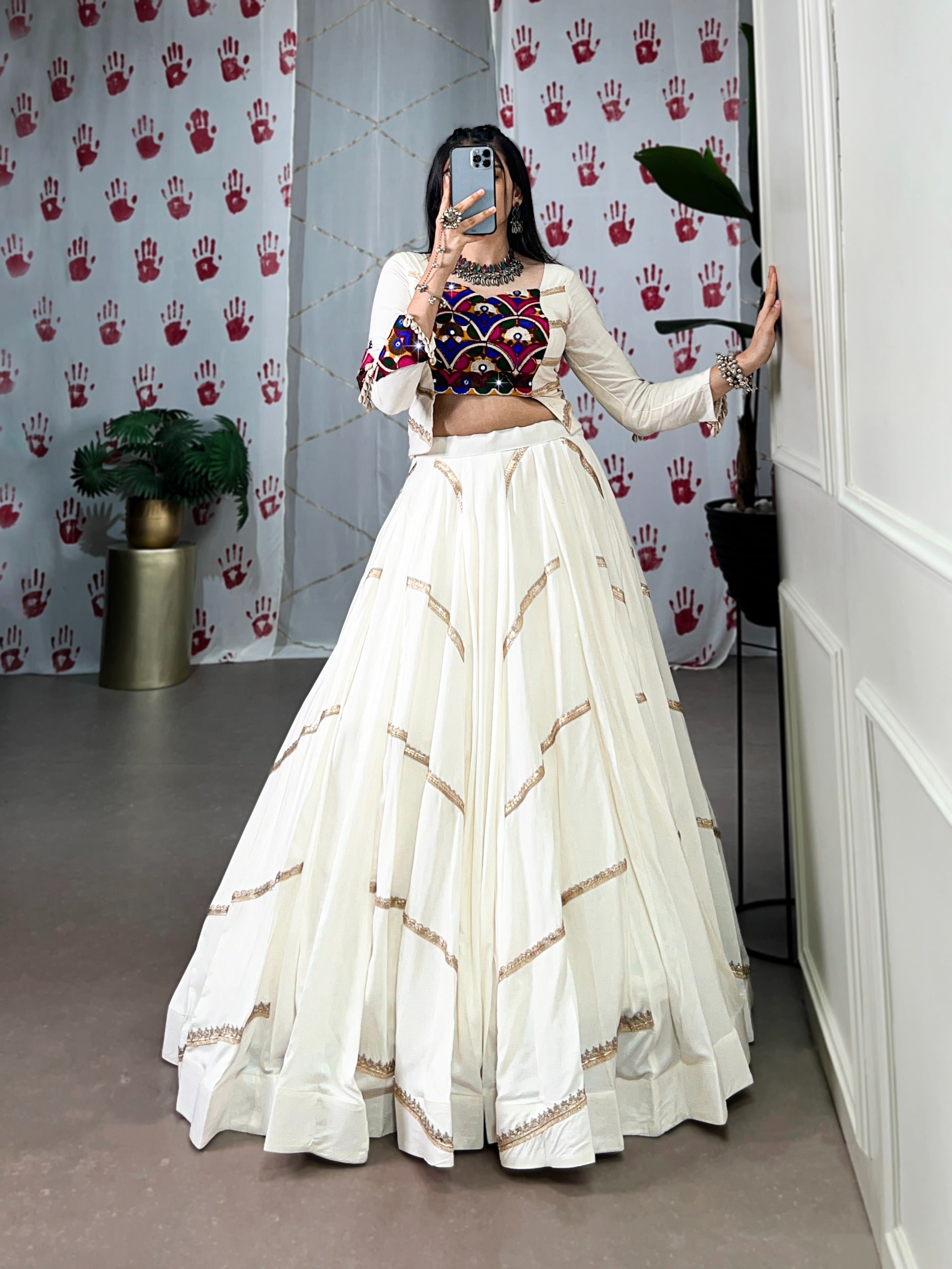 Crafted for Garba, Styled with Mirror Work.