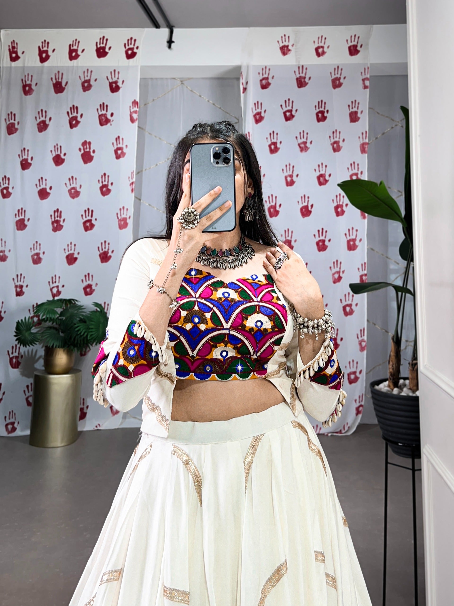 Crafted for Garba, Styled with Mirror Work.