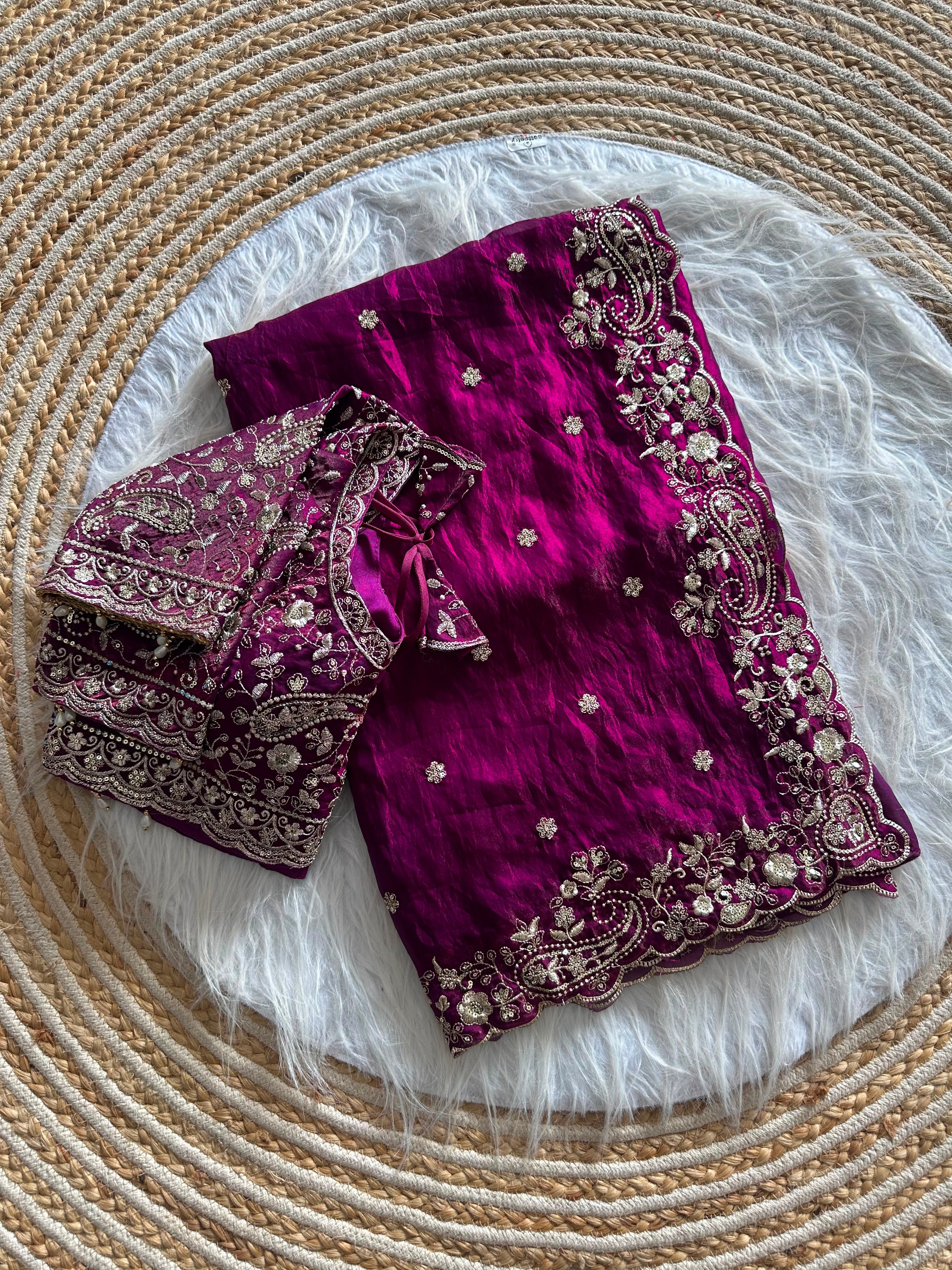 Exclusive pure soft fandy satin silk saree