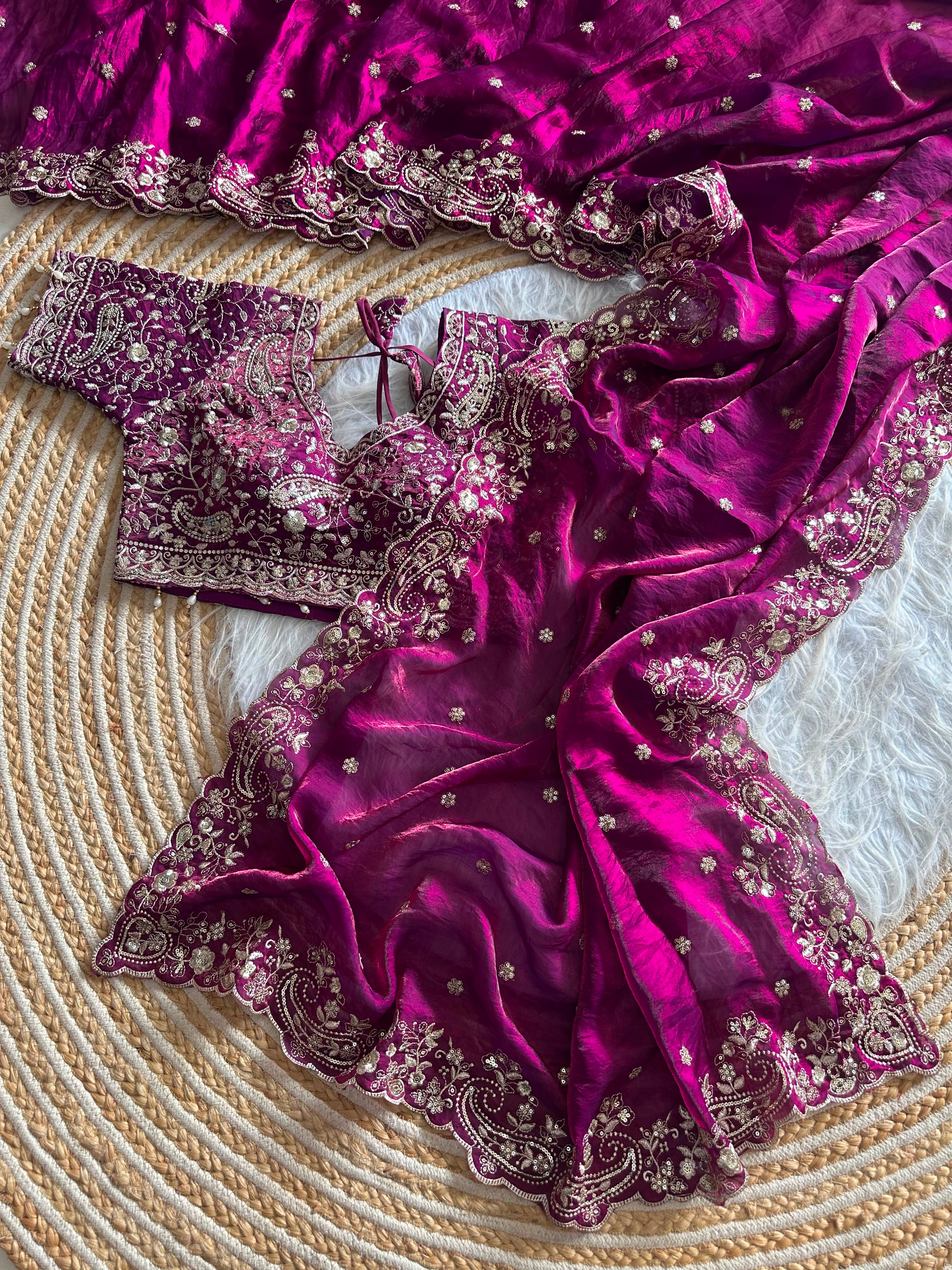 Exclusive pure soft fandy satin silk saree