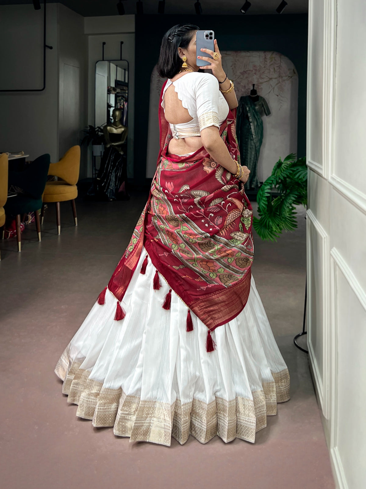 Poly Kanjivaram with Tradition Zari Weaving Border Lehenga Choli