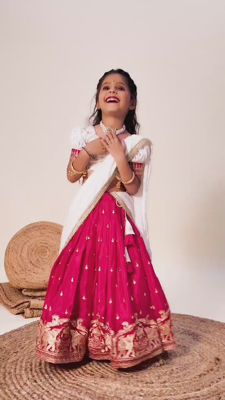 Soft Chinnon Elephant Embroidery Work Lehenga