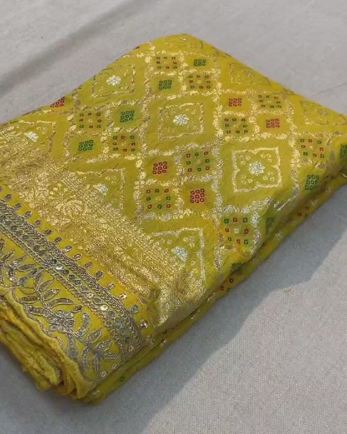 Pure Soft Russian Bandhej Silk Pattu Saree