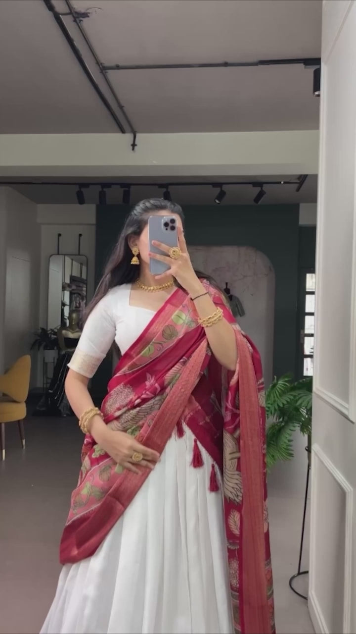 Poly Kanjivaram with Tradition Zari Weaving Border Lehenga Choli