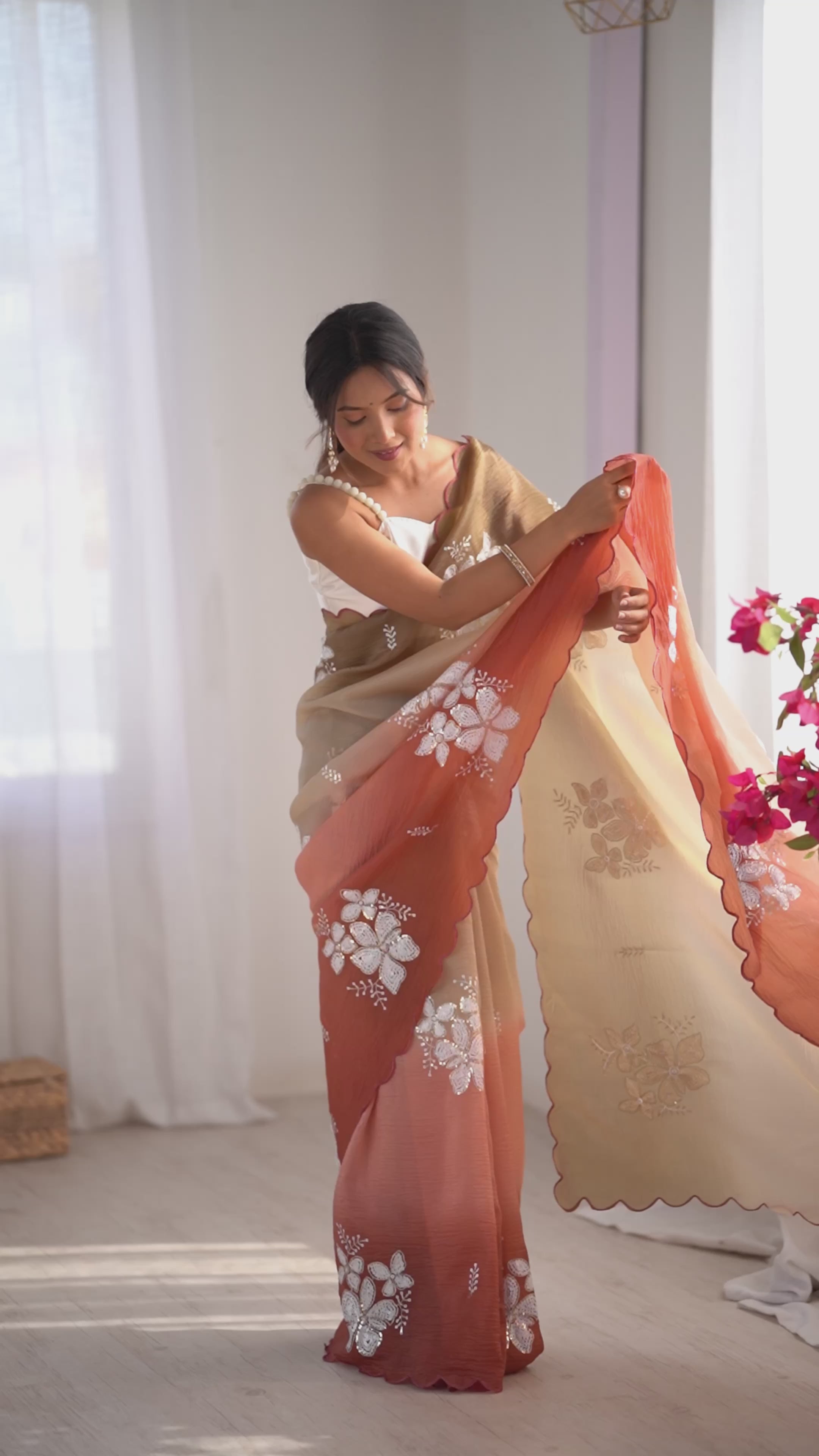 Crunchy Crush Embroidery Saree