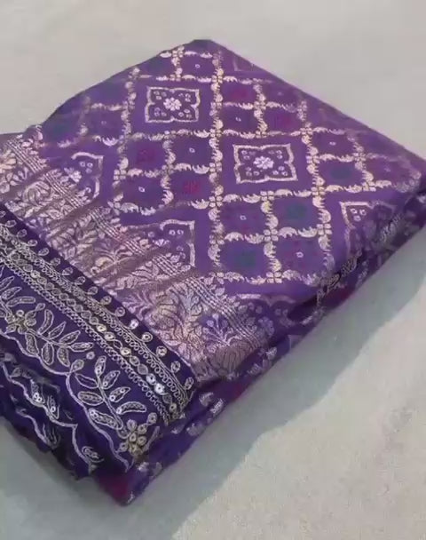 Pure Soft Russian Bandhej Silk Pattu Saree