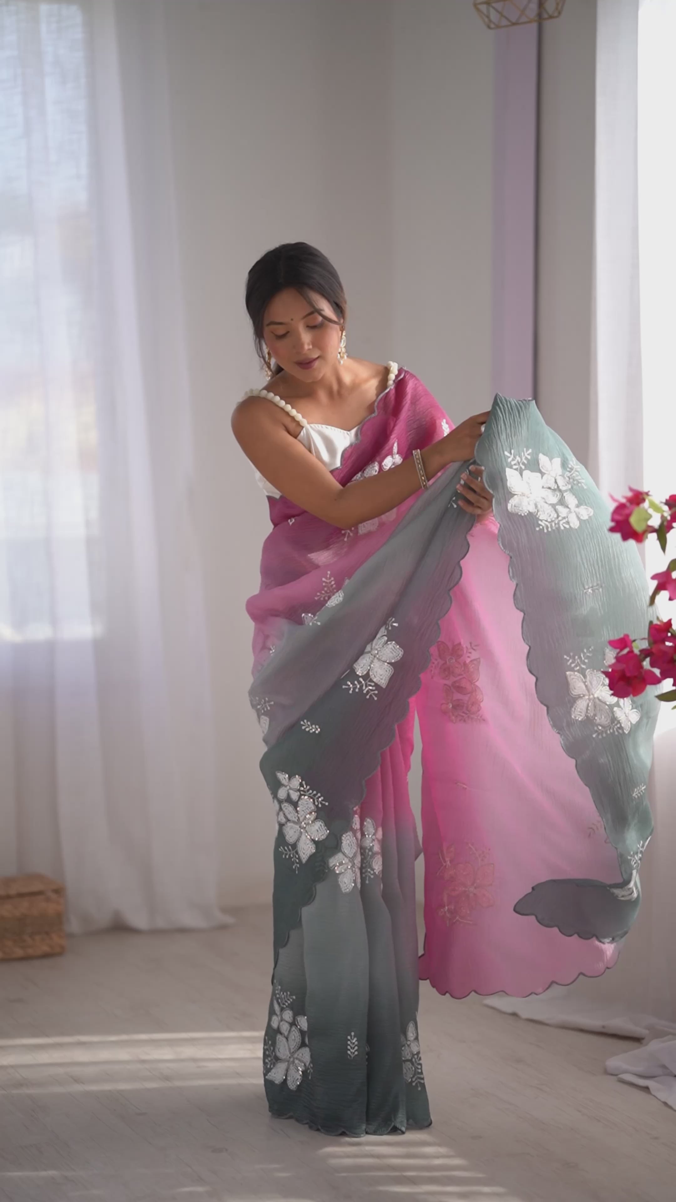 Crunchy Crush Embroidery Saree