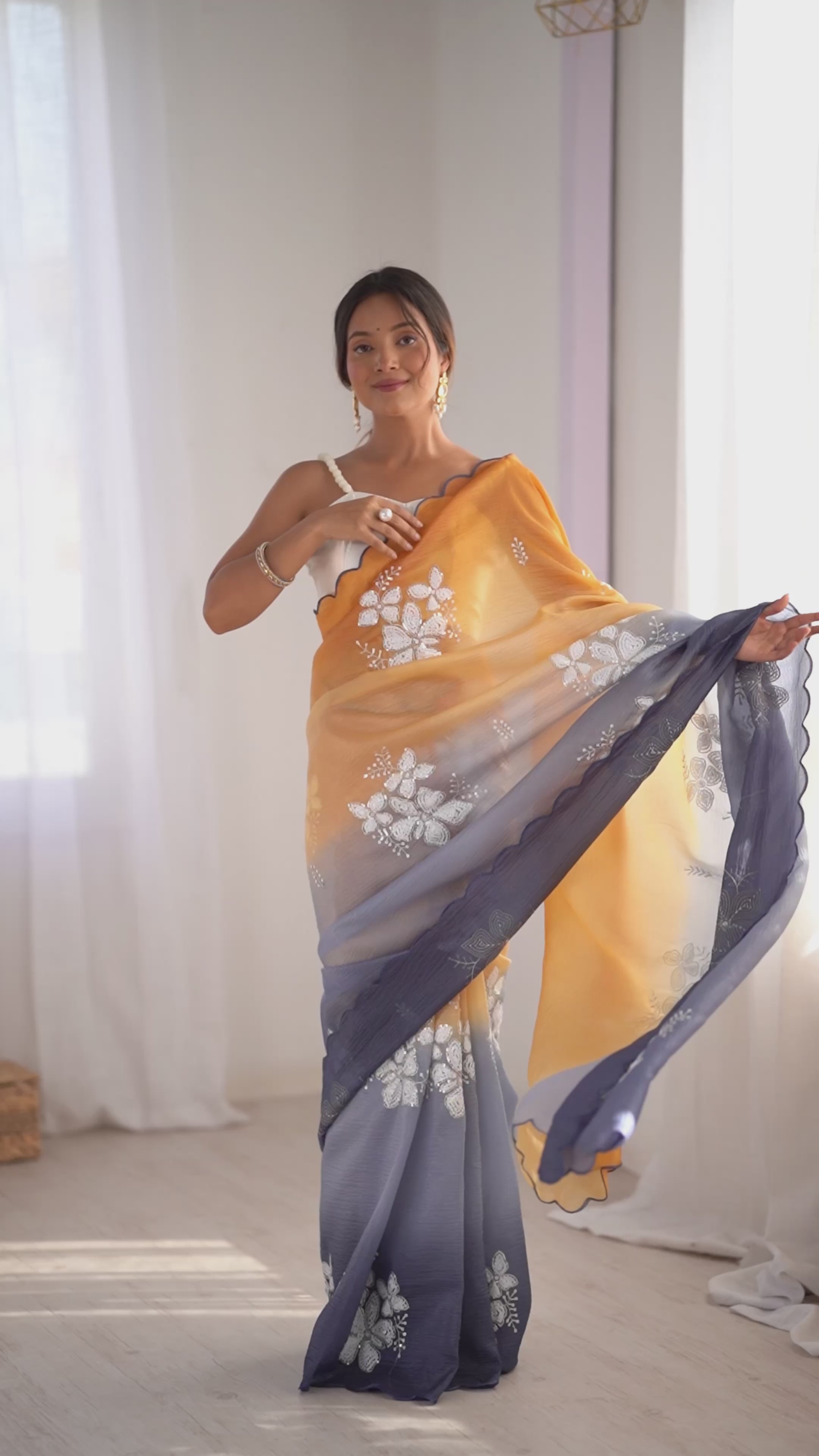 Crunchy Crush Embroidery Saree