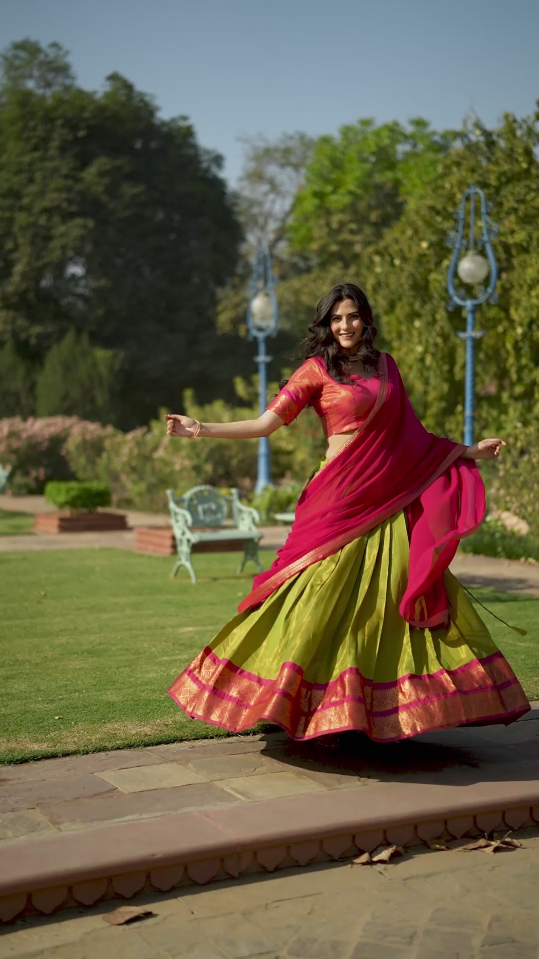Kanchipuram Zari Weaving Work Lehenga Choli